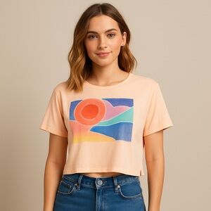 Billabong Peach Graphic Short Sleeve Tee